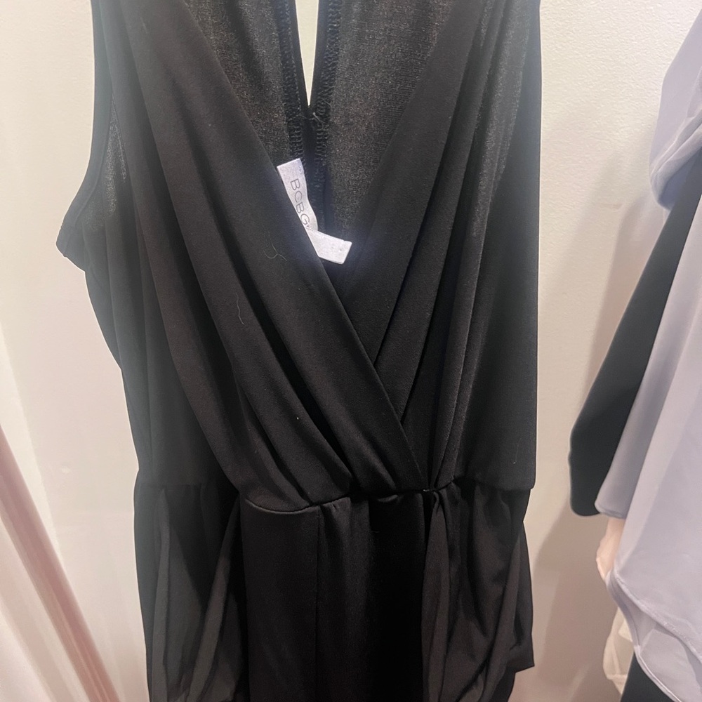 BCBGeneration Black Sleeveless Wrap Dress